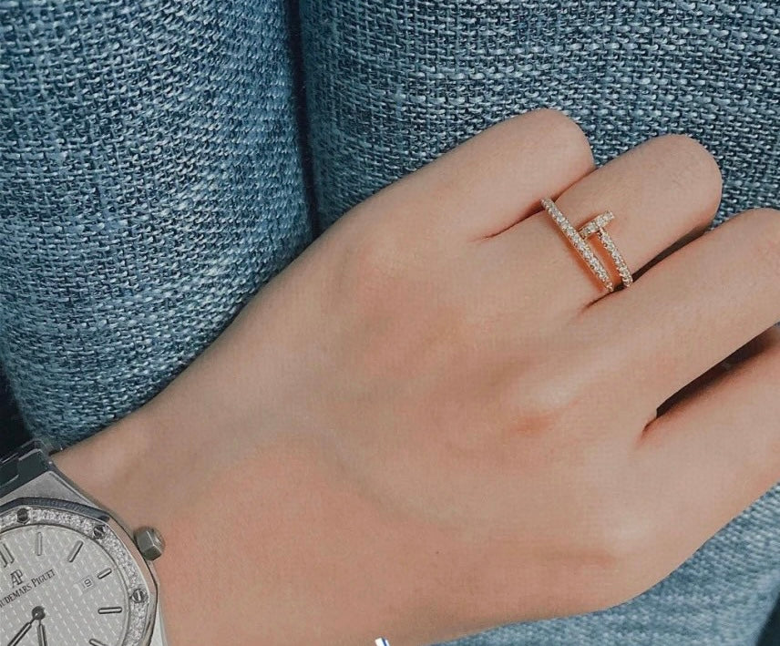 C juste un clou ring rose gold/silver and diamonds