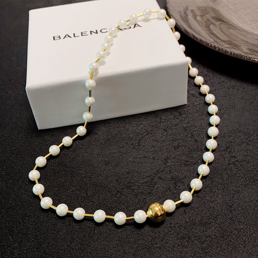 B pearl necklace