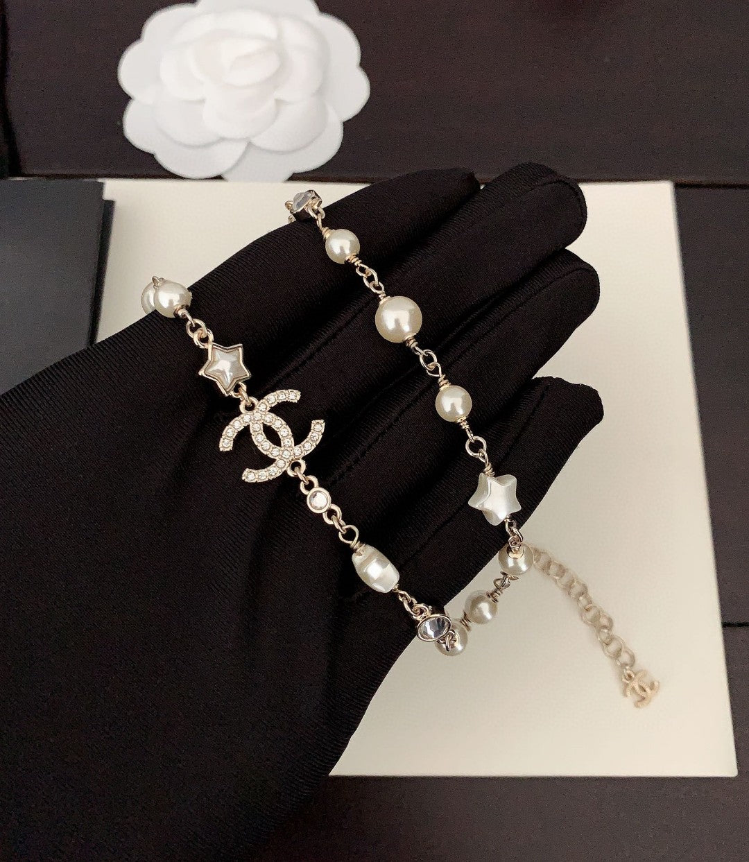 C star and logo necklace