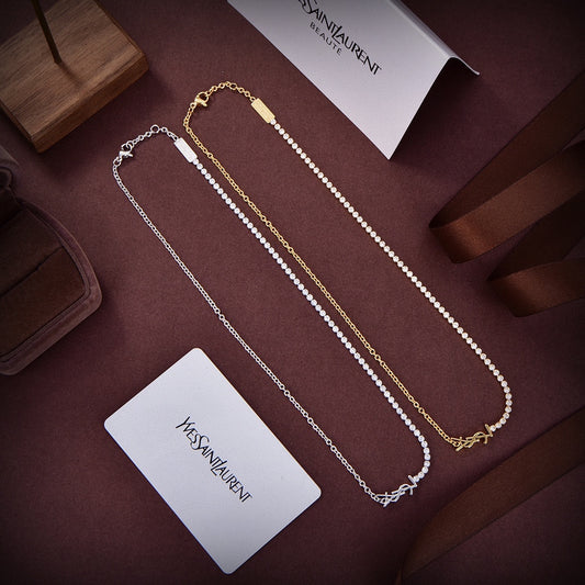YSL half pearl necklace