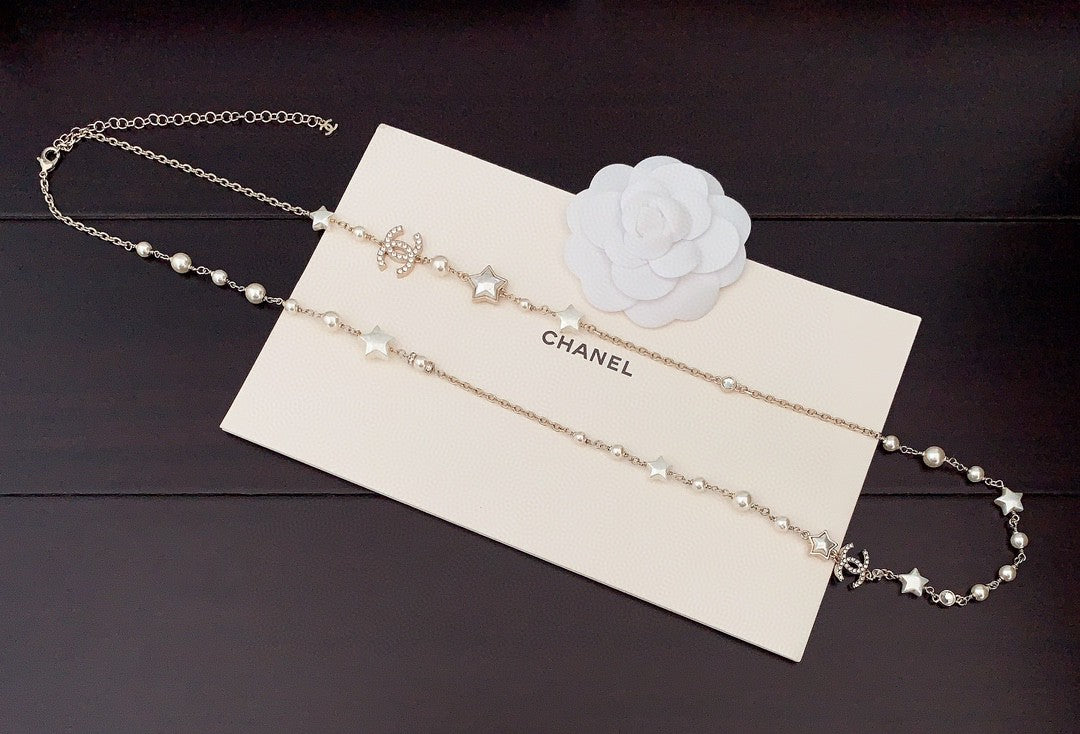 C star and logo necklace