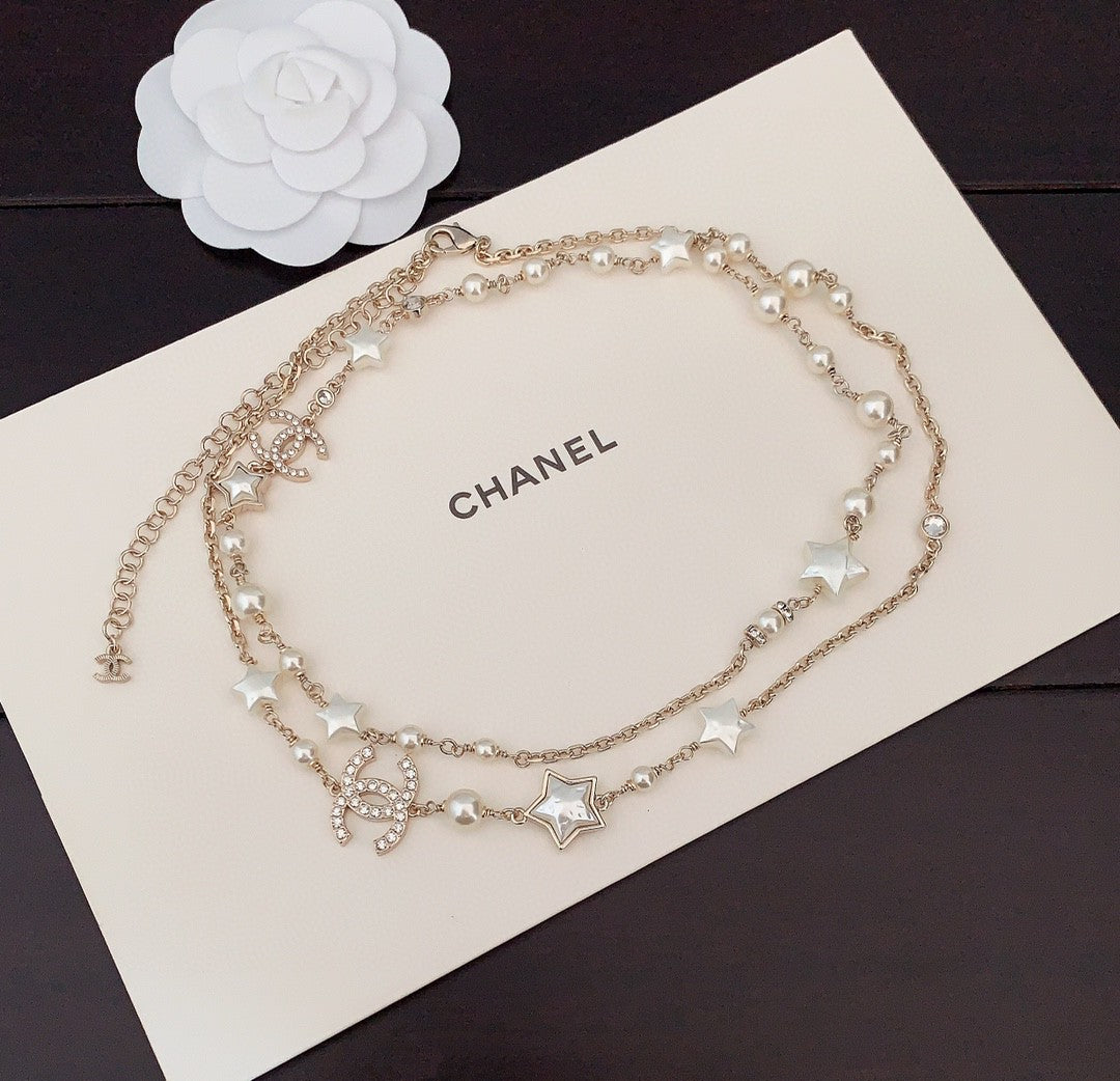 C star and logo necklace