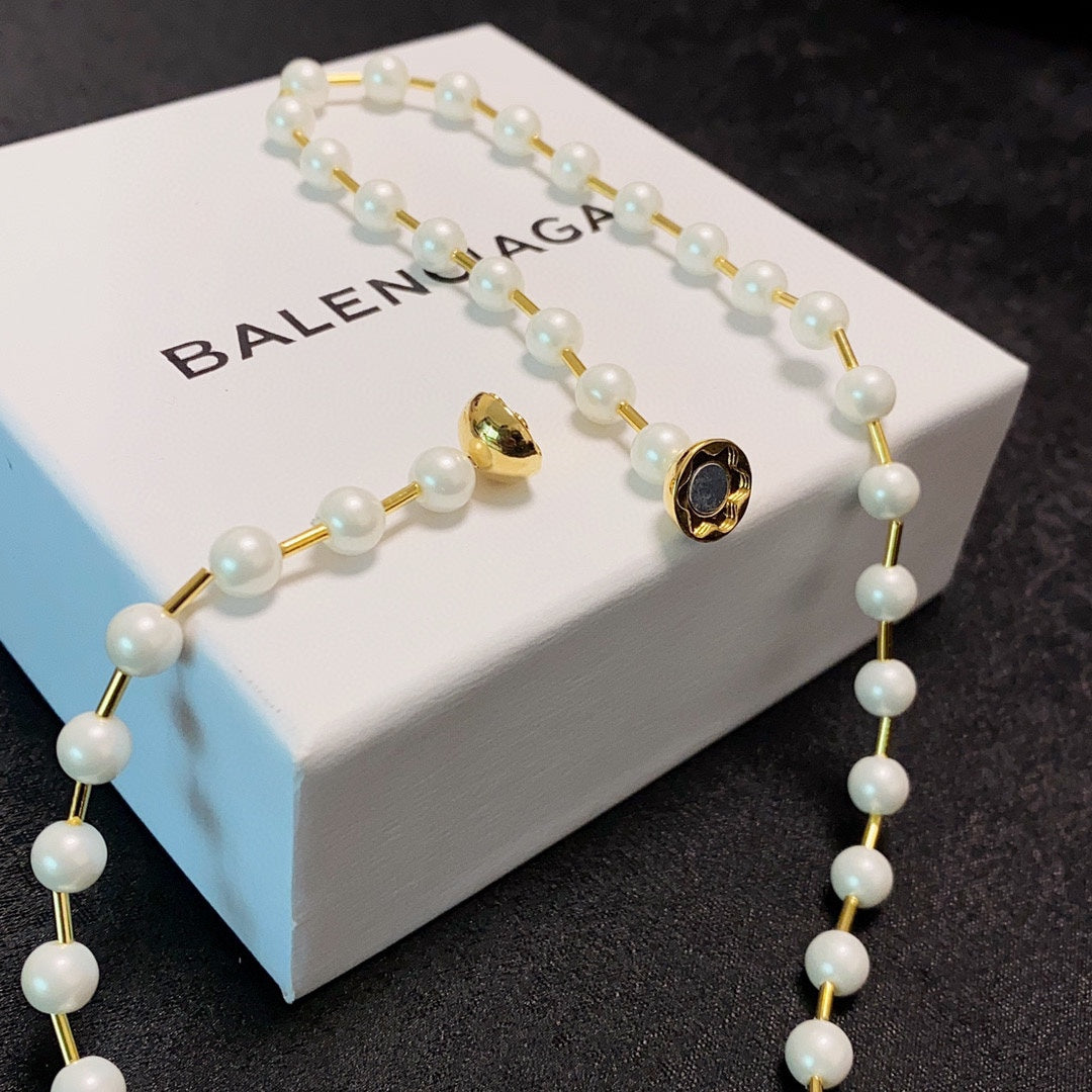 B pearl necklace