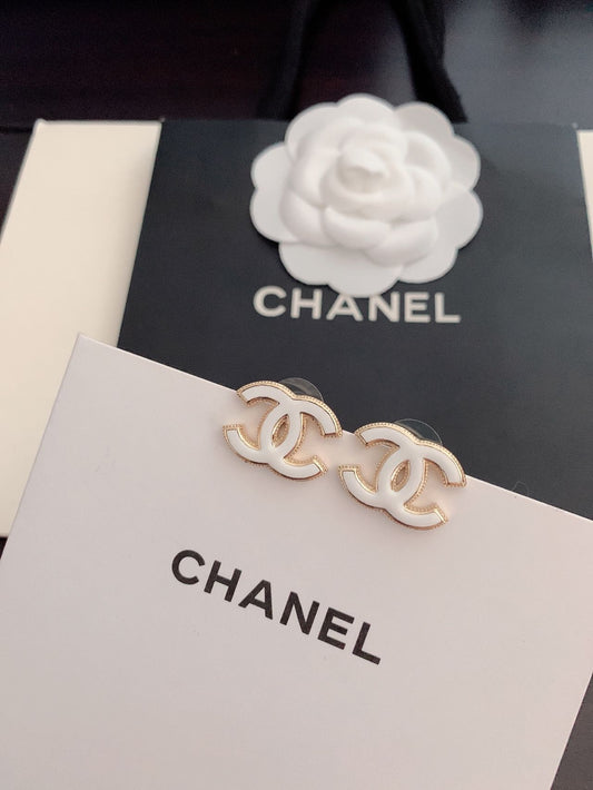 C white logo earrings